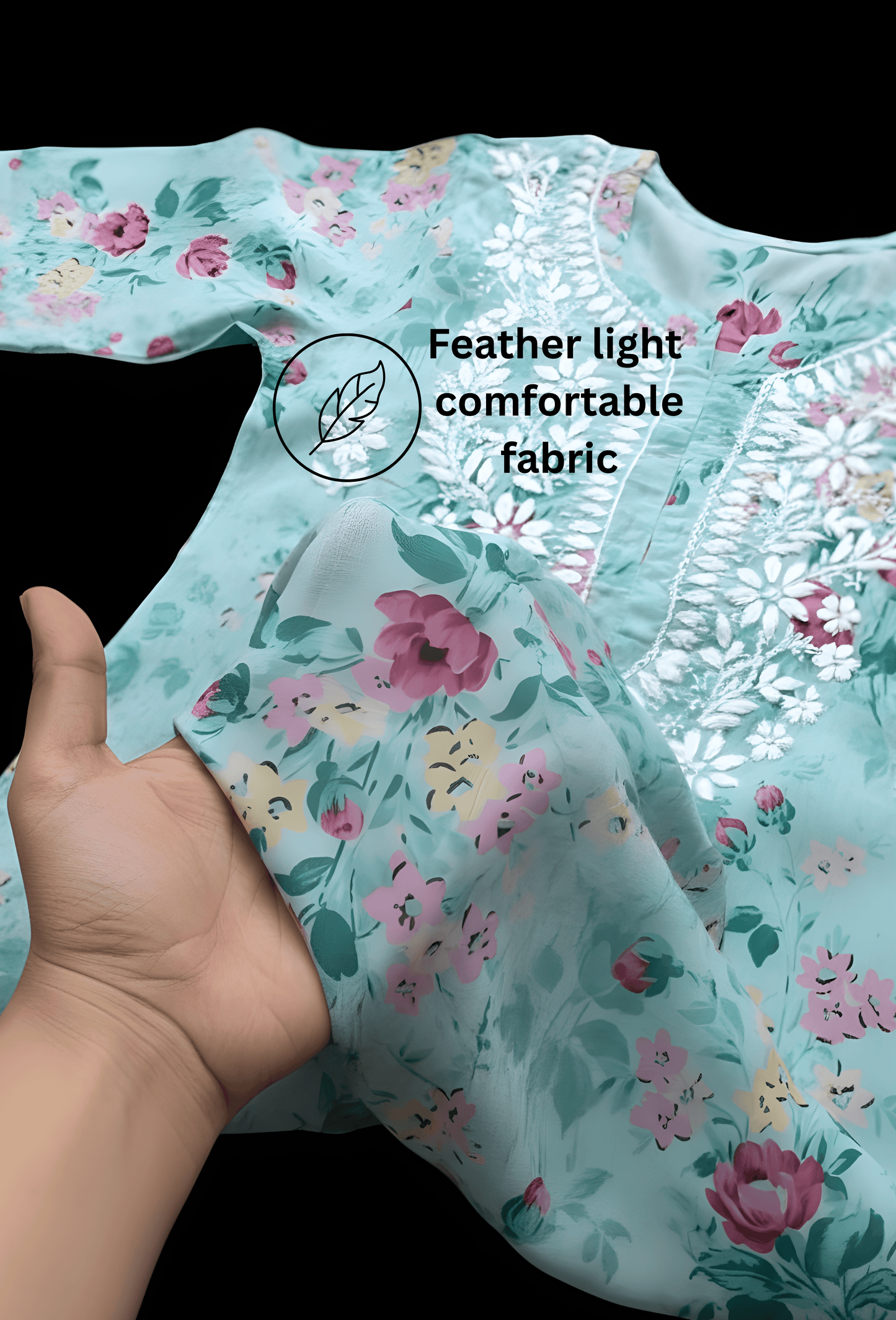 NAQSH Cotton Chikankari Hand Embroidered Women's Kurta Set - Blue