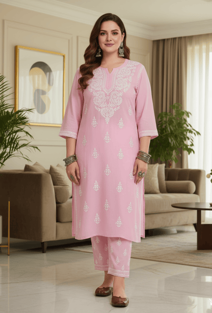 Plus Size - Pink - Kurta & Palazzo Set