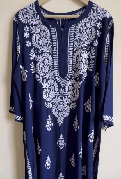Plus Size - Navy Blue - Kurta & Palazzo Set