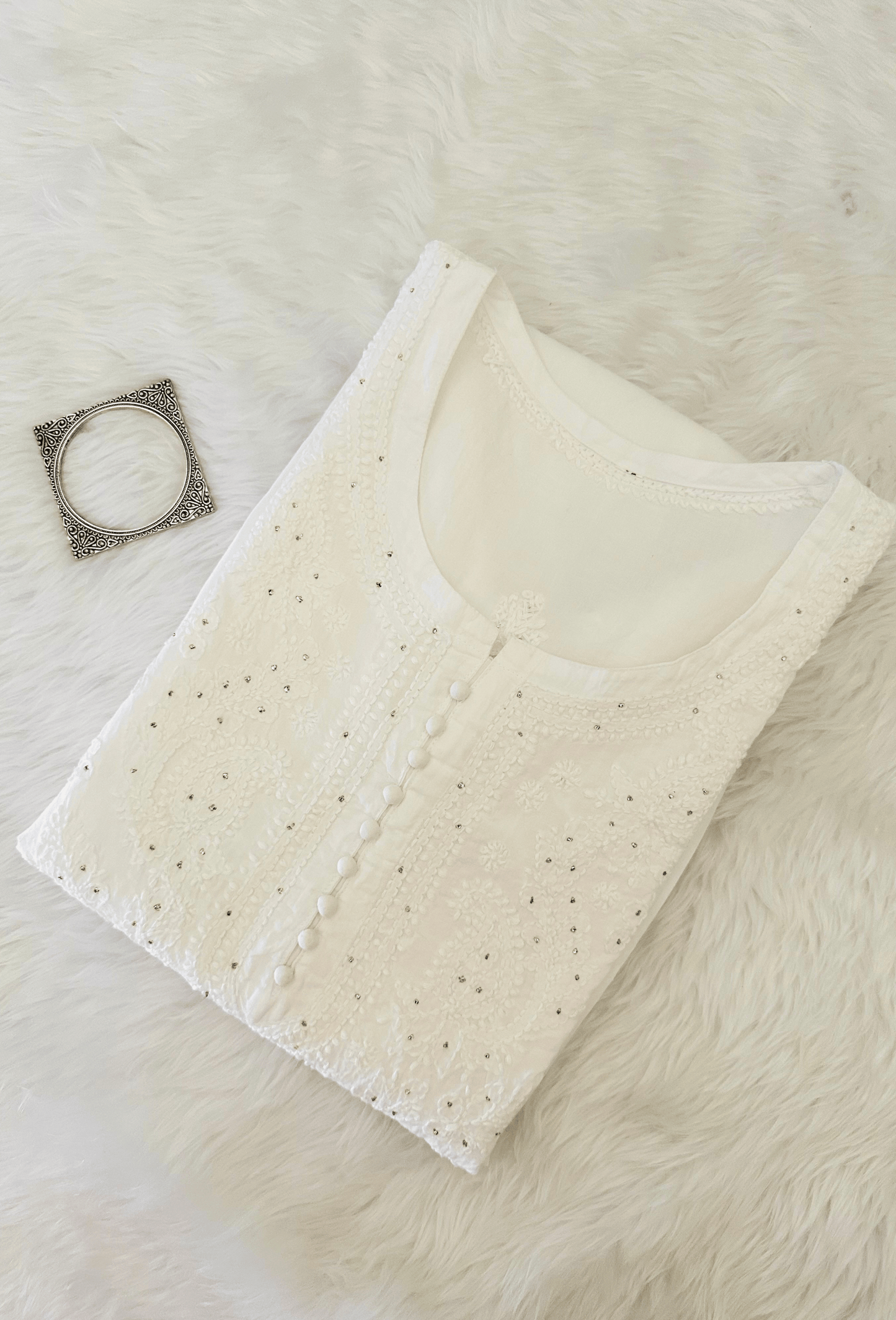 MEHTAB - White Gold Embroidery Festive Kurti