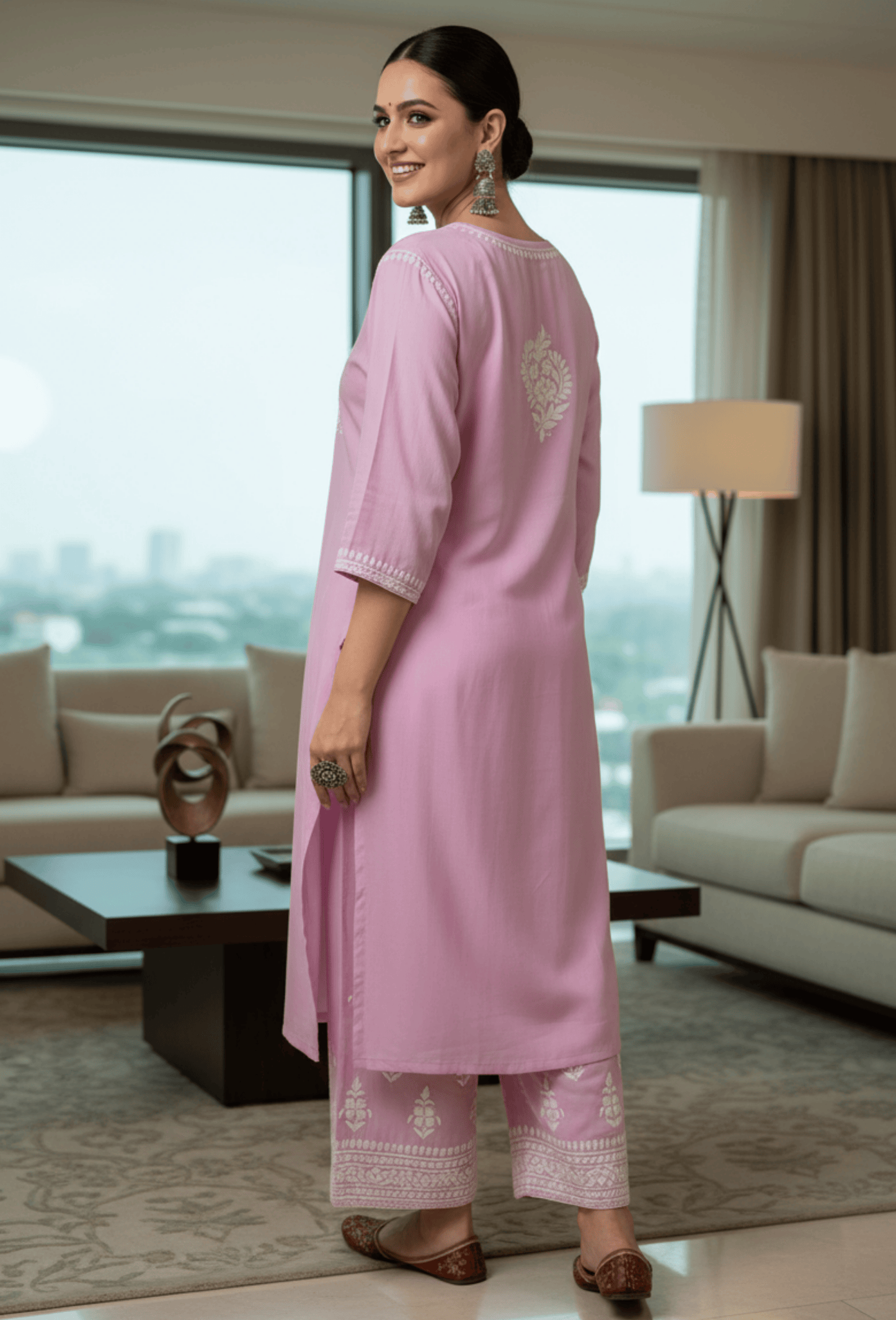 Plus Size - Pink - Kurta & Palazzo Set