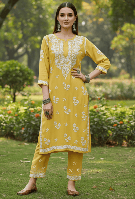 ROSHNI - Yellow - Kurti Trouser Set