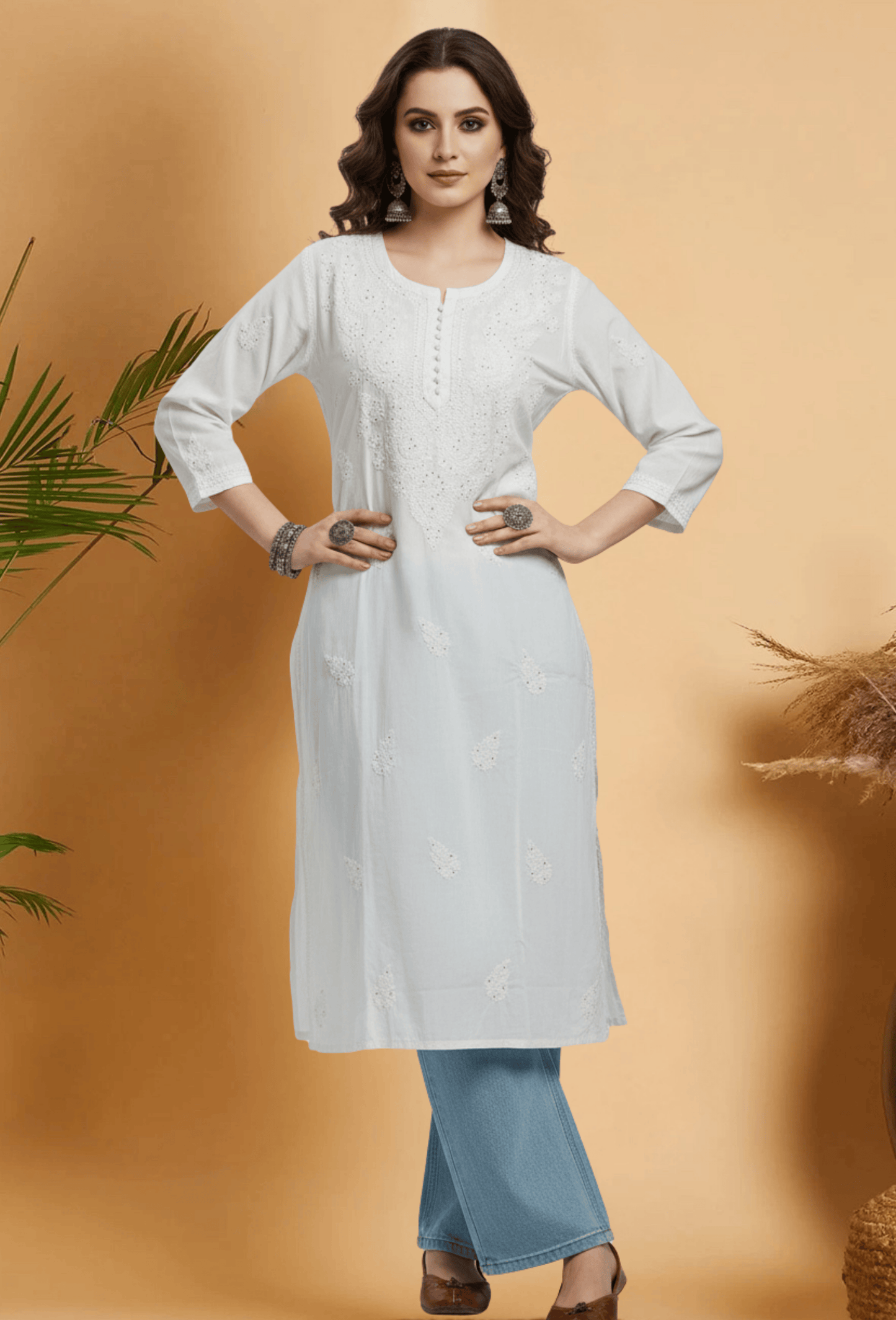 MEHTAB - White Gold Embroidery Festive Kurti