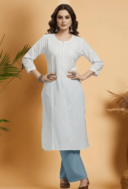 MEHTAB - White Gold Embroidery Festive Kurti
