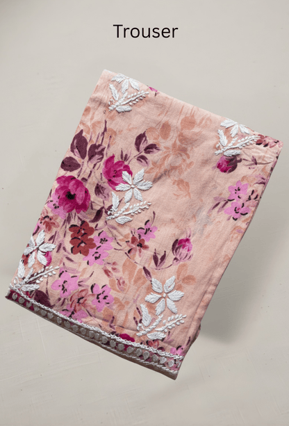 NAQSH Cotton Chikankari Hand Embroidered Women's Kurta Set - Peach