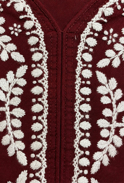 Naqsh Chikankari Hand Embroidered Kurta Trouser Set - Maroon