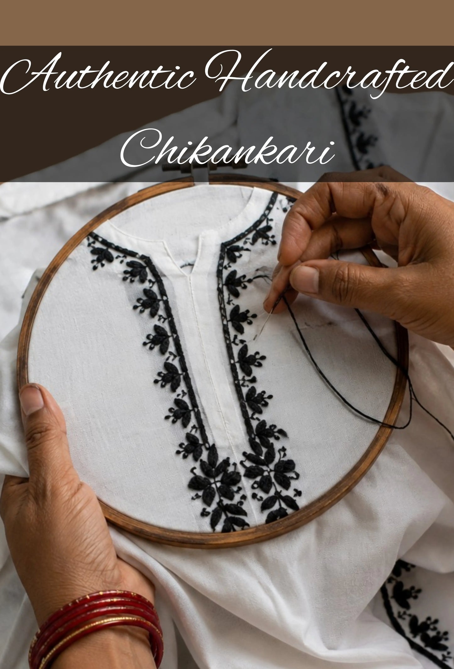Handcrafted Chikankari Cotton Coord Set - White & Black