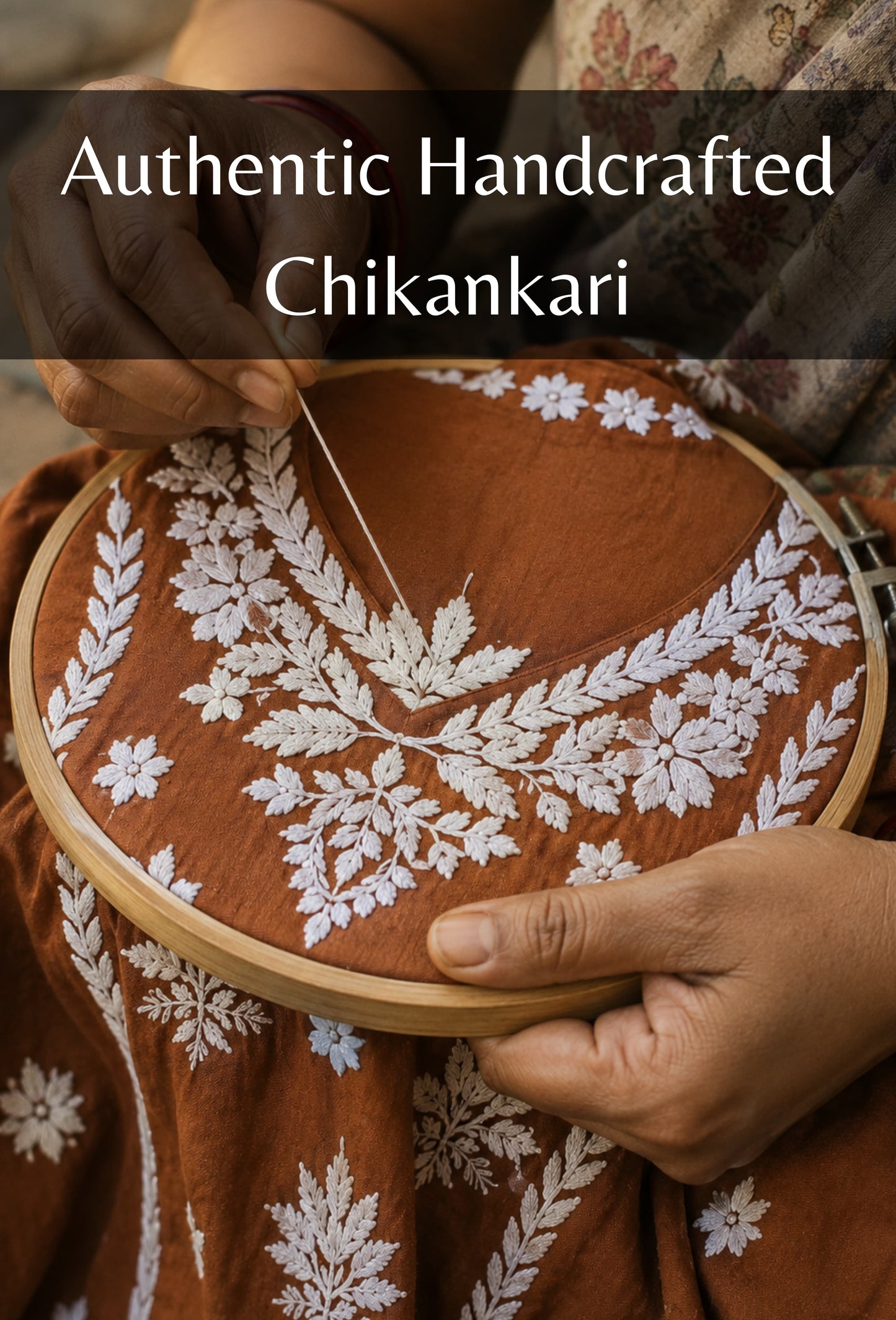 Chanderi Chikankari Hand Embroidered Kurta Trouser Set - Bronze