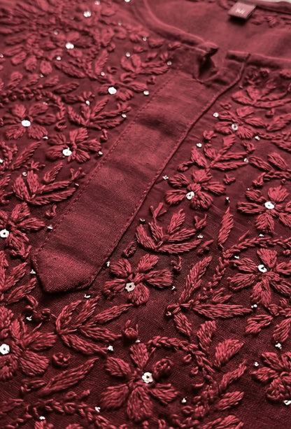Naqsh Kaamdani Chikankari Hand Embroidered Kurta Set - Brown