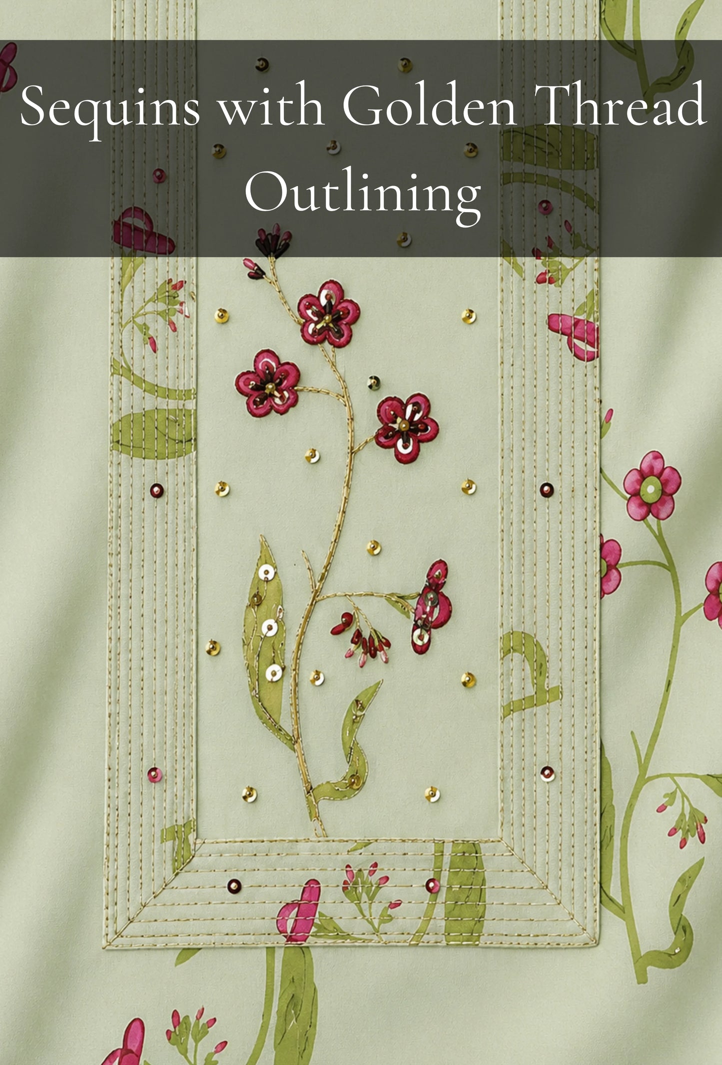 Buttery Cotton Unstitched Set with Dupatta & Trousers - Breeze Green