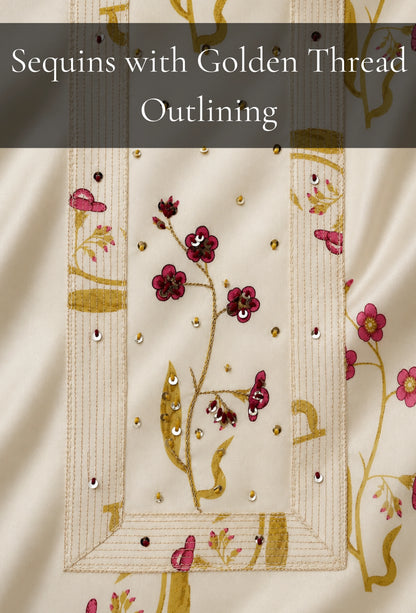Buttery Cotton Unstitched Set with Dupatta & Trousers - Butter Yellow