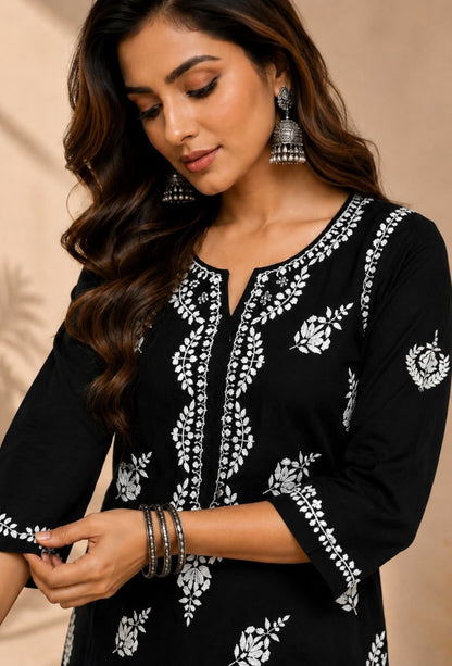 Cotton Chikankari Hand Embroidered Kurta Trouser Set