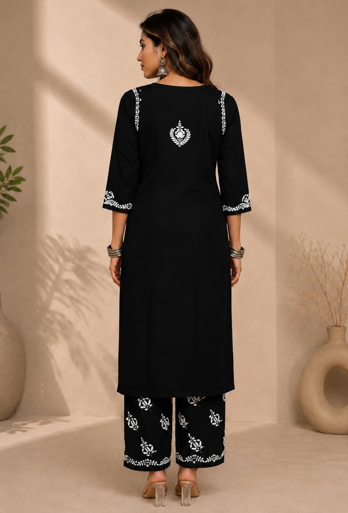 Cotton Chikankari Hand Embroidered Kurta Trouser Set
