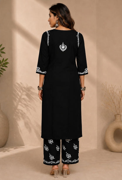 Cotton Chikankari Hand Embroidered Kurta Trouser Set