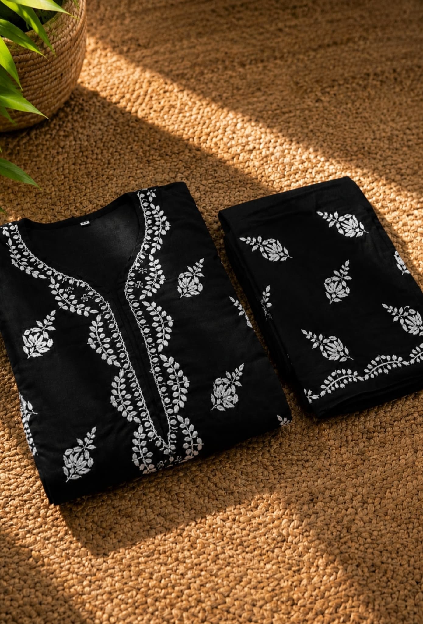Cotton Chikankari Hand Embroidered Kurta Trouser Set