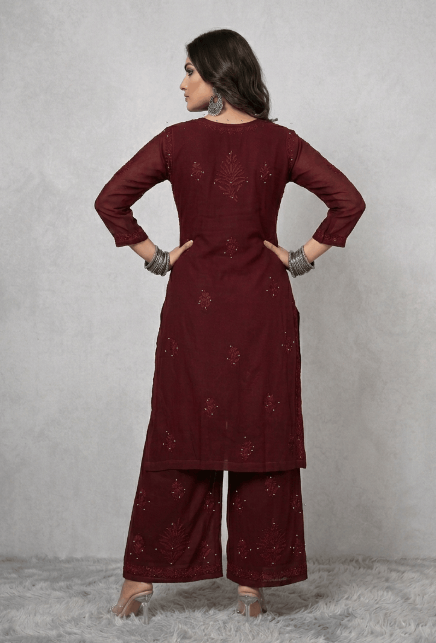 Naqsh Kaamdani Chikankari Hand Embroidered Kurta Set - Brown