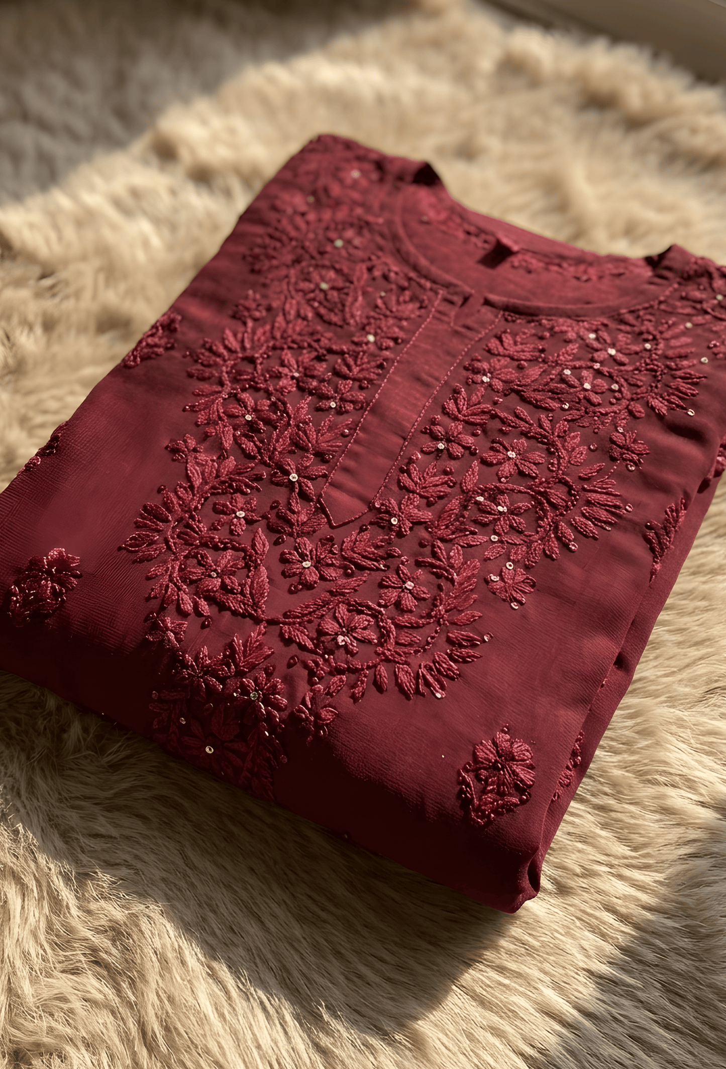 Naqsh Kaamdani Chikankari Hand Embroidered Kurta Set - Brown