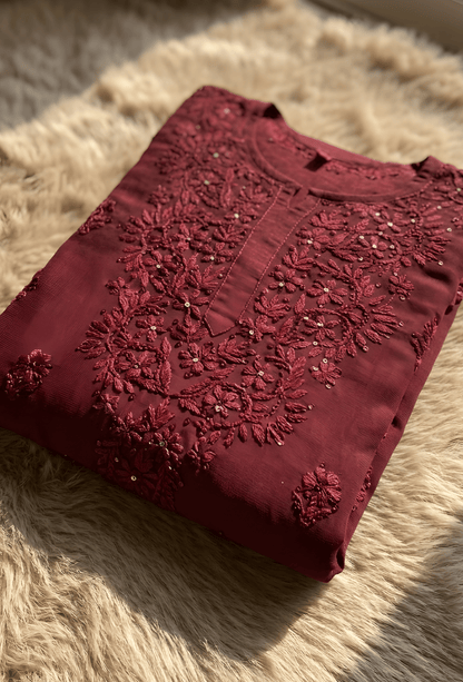 Naqsh Kaamdani Chikankari Hand Embroidered Kurta Set - Brown