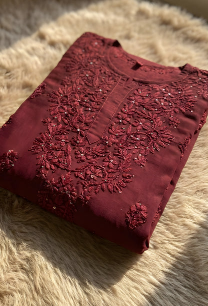 Naqsh Kaamdani Chikankari Hand Embroidered Kurta Set - Brown