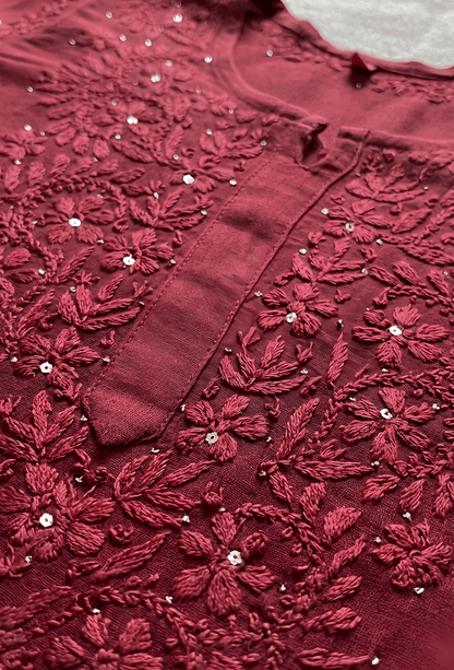 Naqsh Kaamdani Chikankari Hand Embroidered Kurta Set - Brown