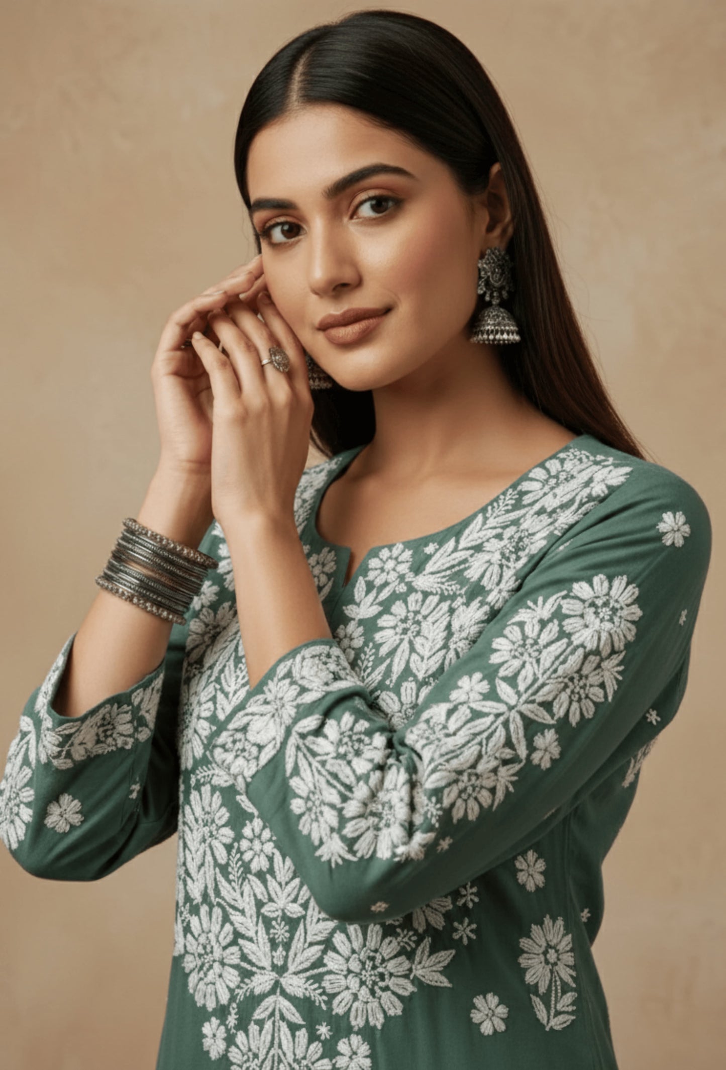 Modal Chikankari Hand Embroidered Kurta Trouser Set