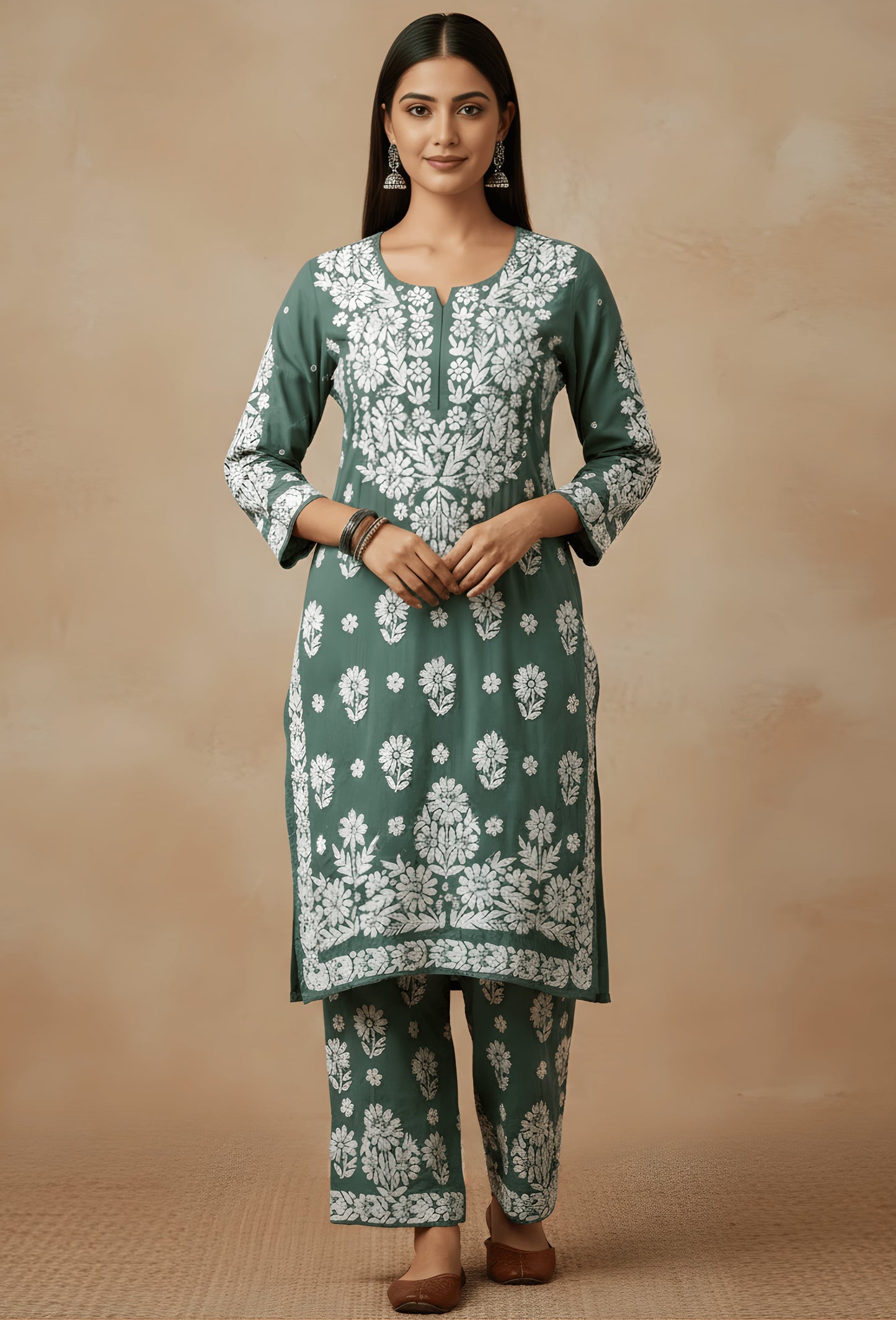 Modal Chikankari Hand Embroidered Kurta Trouser Set