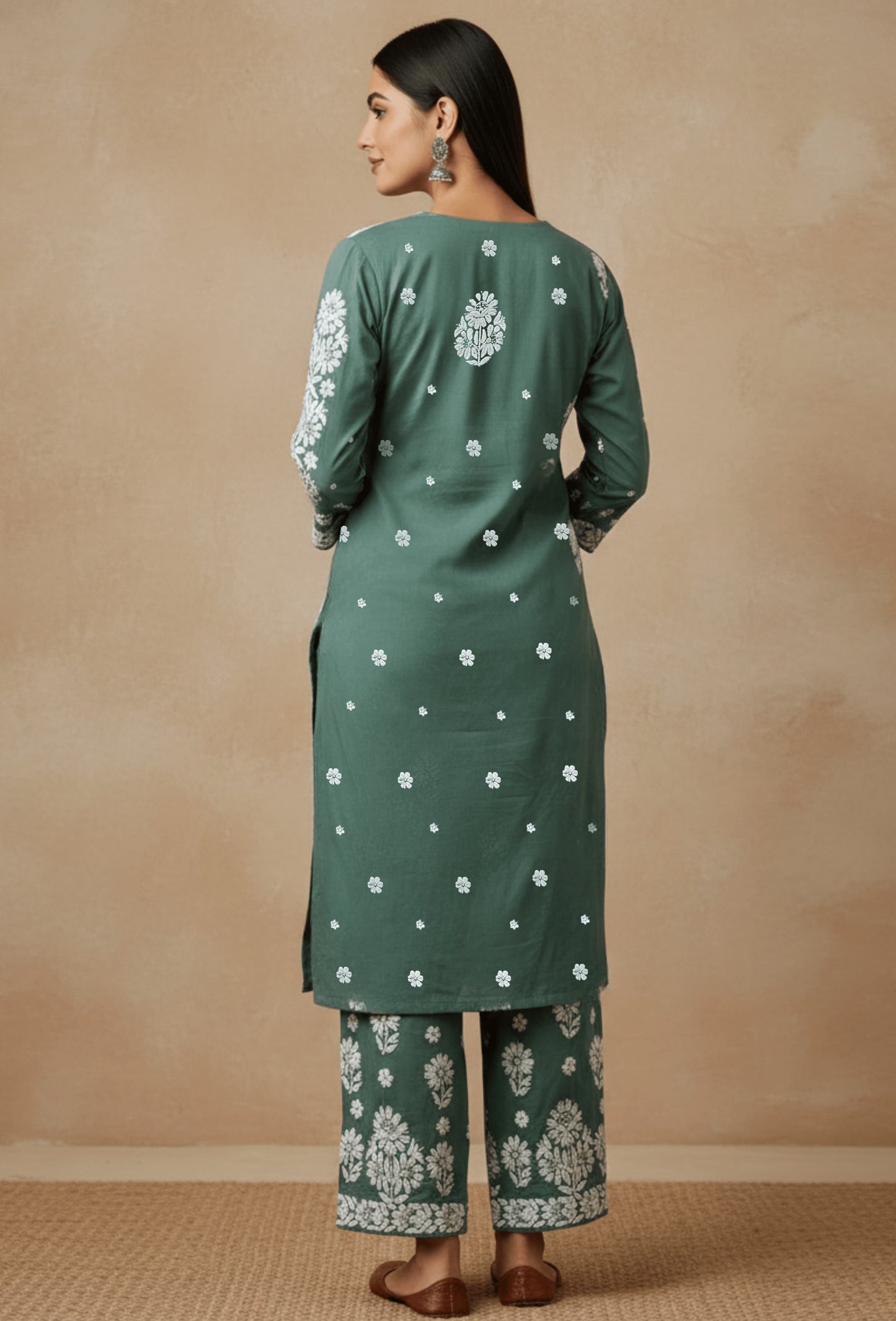 Modal Chikankari Hand Embroidered Kurta Trouser Set
