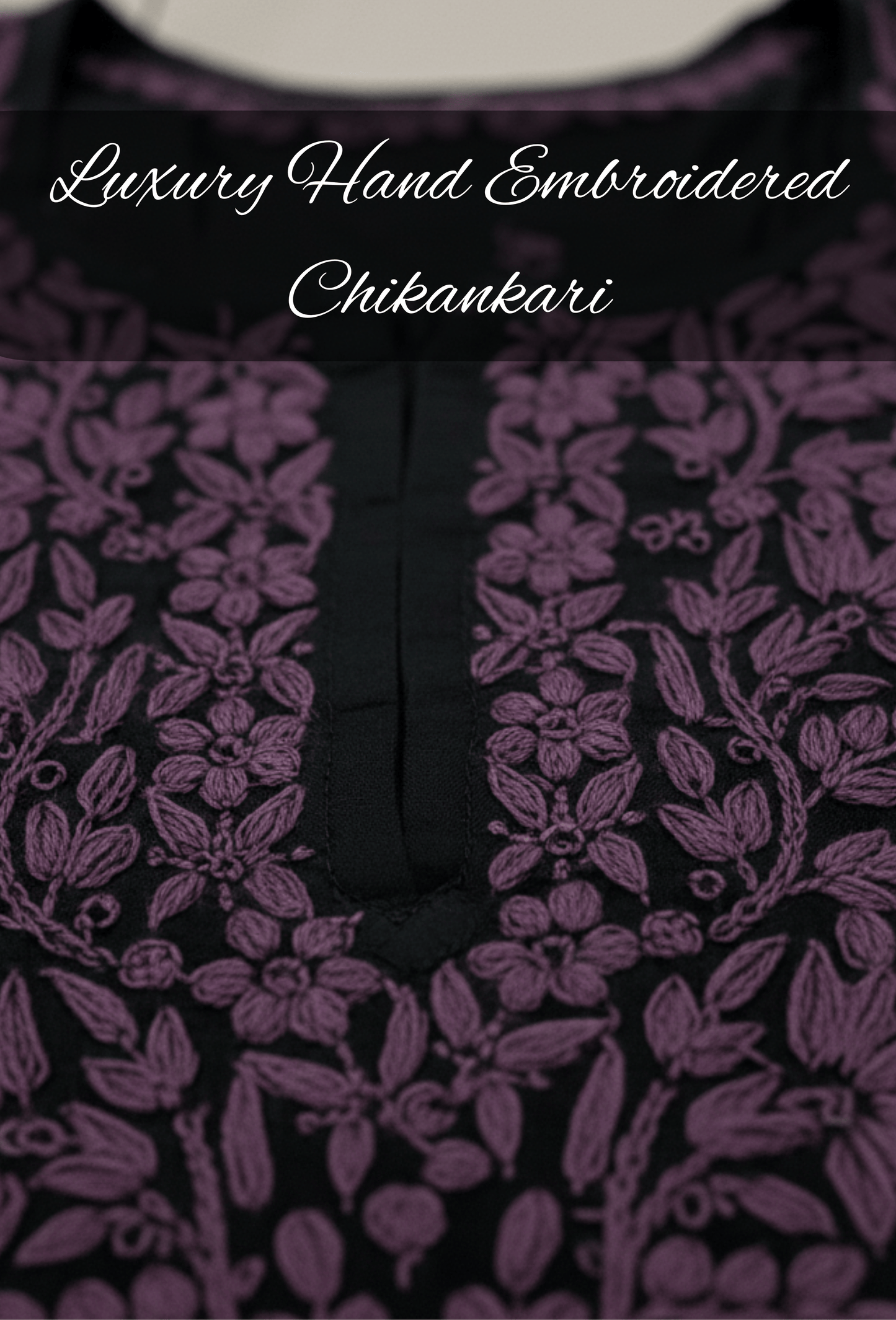 Flowy Cotton Chikankari Hand Embroidered Kurta - Black & Wine