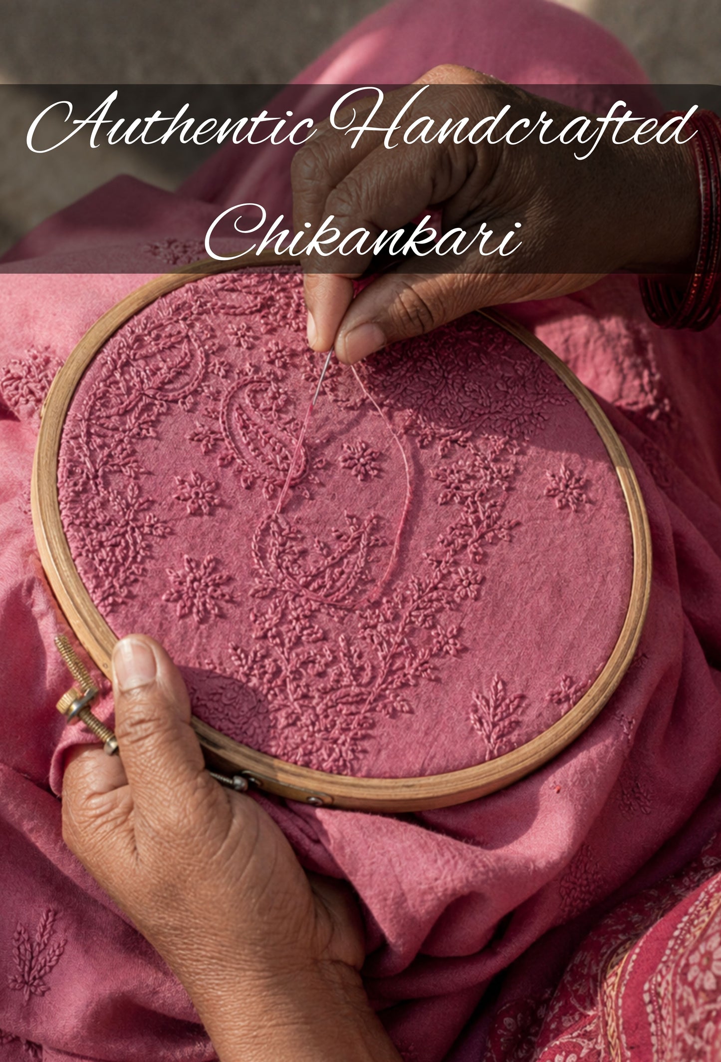 Chanderi Chikankari Hand Embroidered Kurta Set - Rose Pink