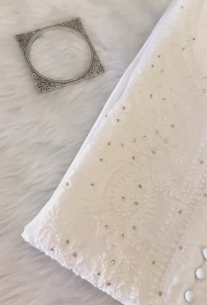 MEHTAB - White Gold Embroidery Festive Kurti