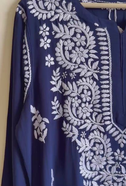 Plus Size - Navy Blue - Kurta & Palazzo Set