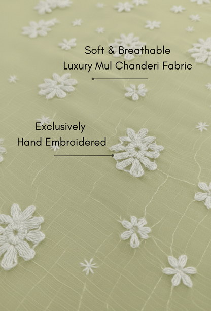 Chanderi Chikankari Saree - Cream