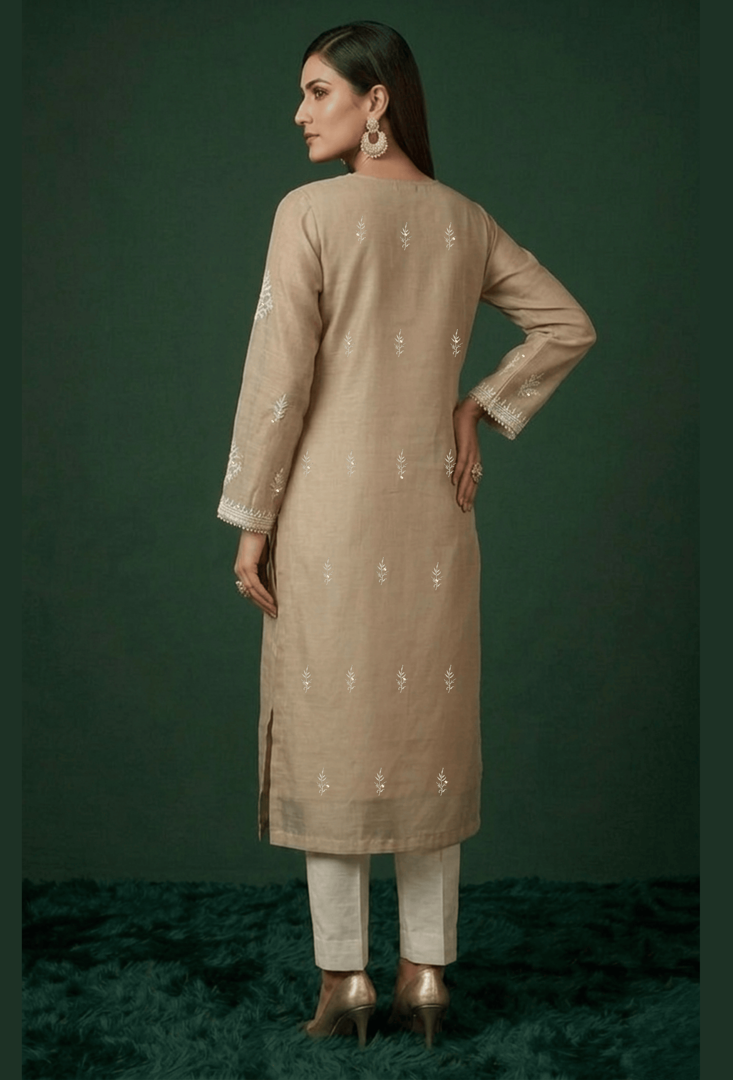 Unstitched Luxury Chikankari Hand Embroidered Kurta Dupatta Set