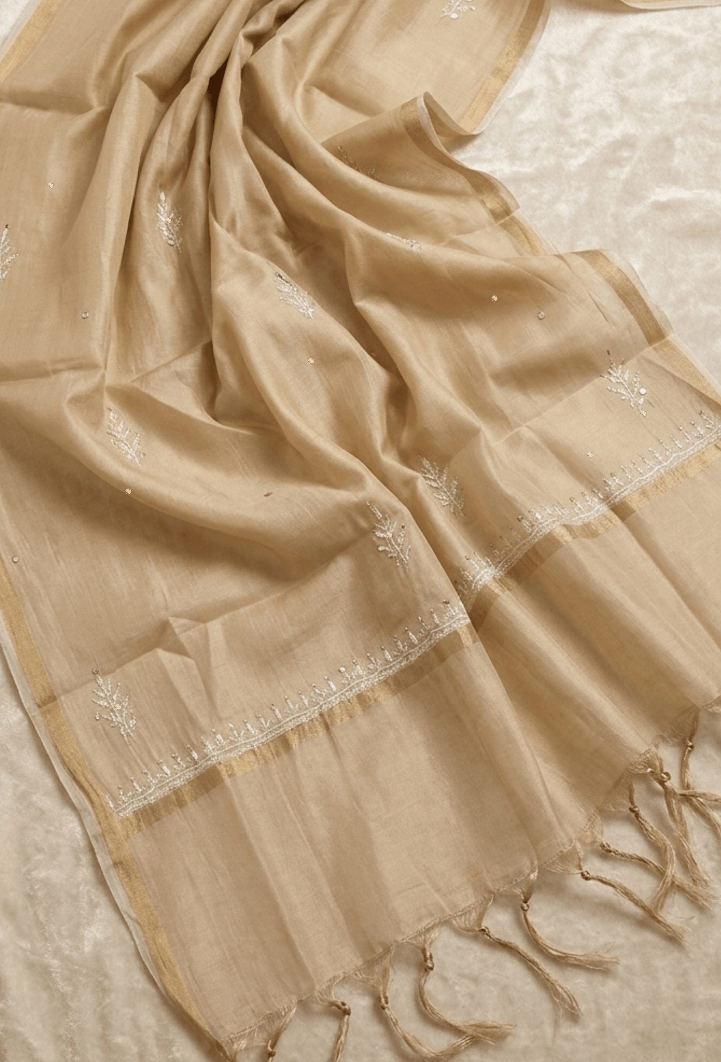 Unstitched Luxury Chikankari Hand Embroidered Kurta Dupatta Set