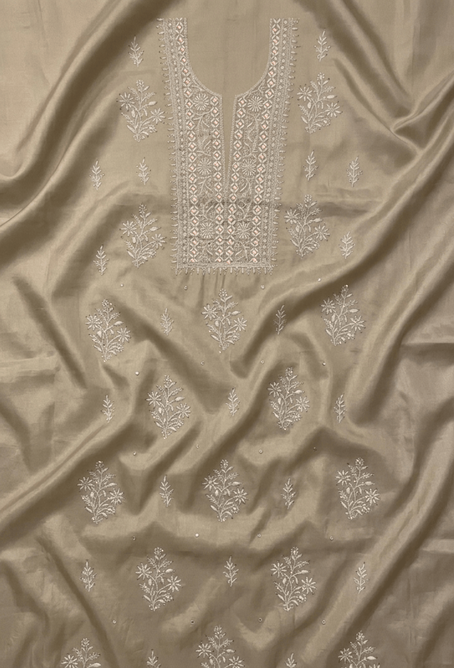 Unstitched Luxury Chikankari Hand Embroidered Kurta Dupatta Set