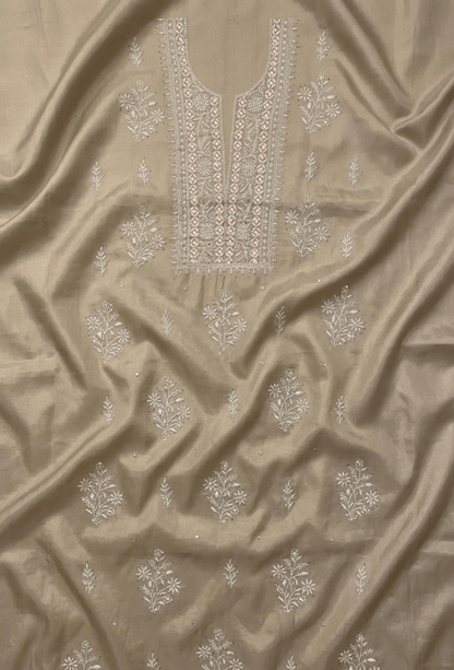 Unstitched Luxury Chikankari Hand Embroidered Kurta Dupatta Set