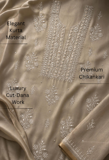Unstitched Luxury Chikankari Hand Embroidered Kurta Dupatta Set
